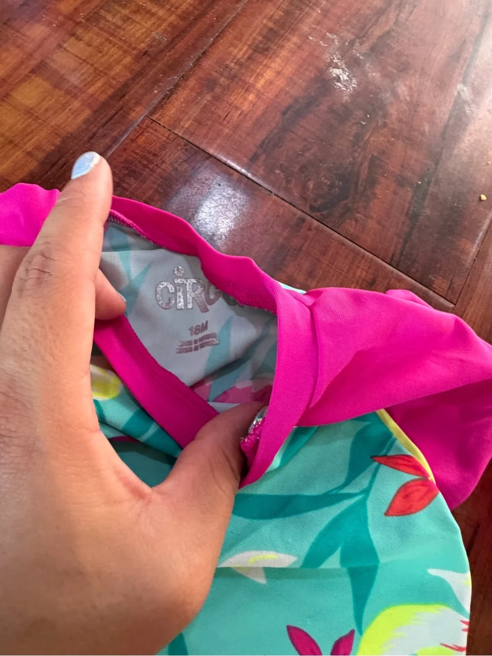 Carter's Pink Flamingo & Teal Floral Rash Guard Swim Set